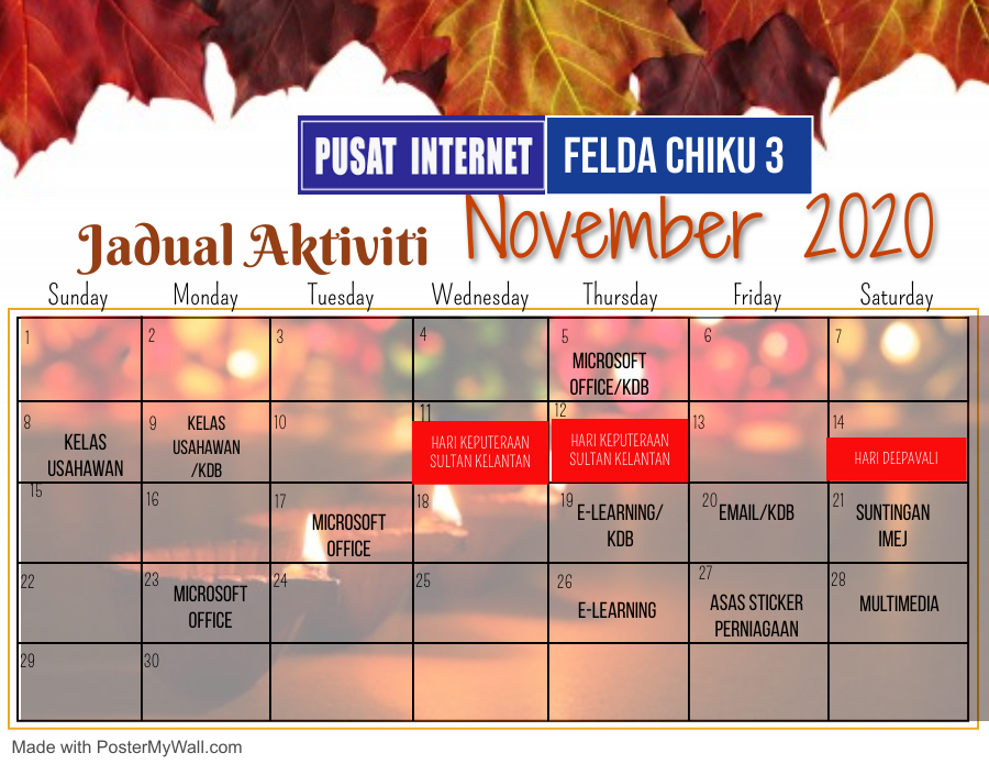 JADUAL KELAS NOVEMBER