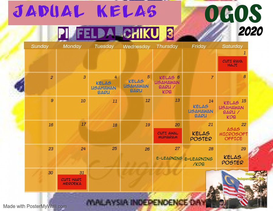 JADUAL KELAS OGOS 2020