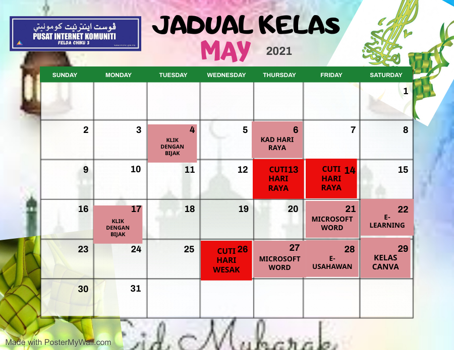 JADUAL KELAS MEI 2021