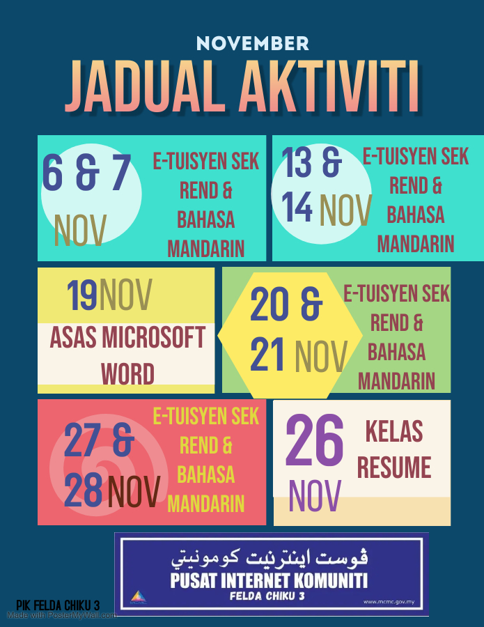 JADUAL KELAS NOV