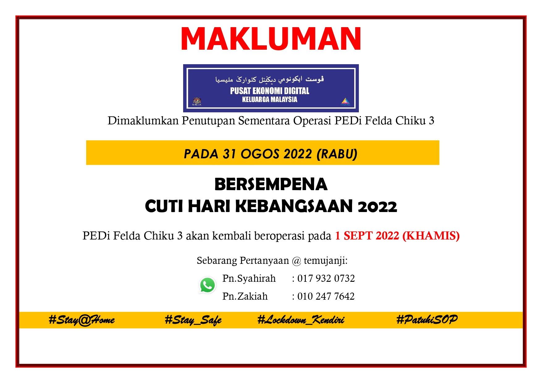 NOTIS TUTUP PEDi KEMERDEKAAN page 0001