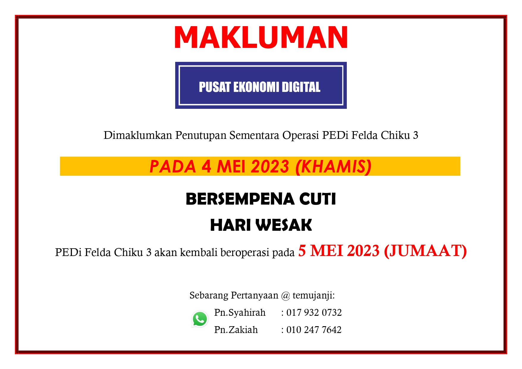 NOTIS TUTUP PEDi WESAK page 0001