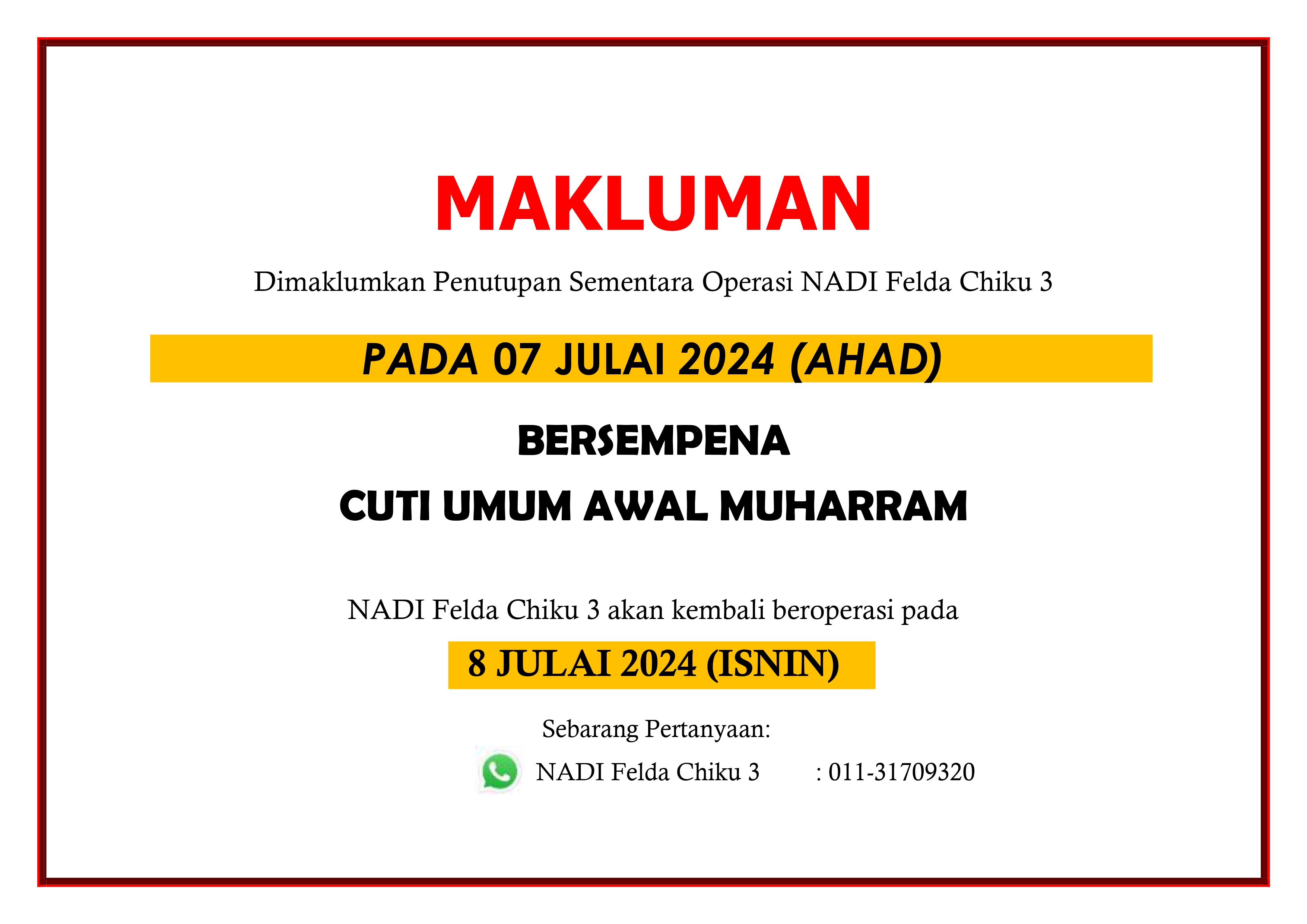 NOTIS TUTUP PEDi AWAL MUHARRAM page 0001