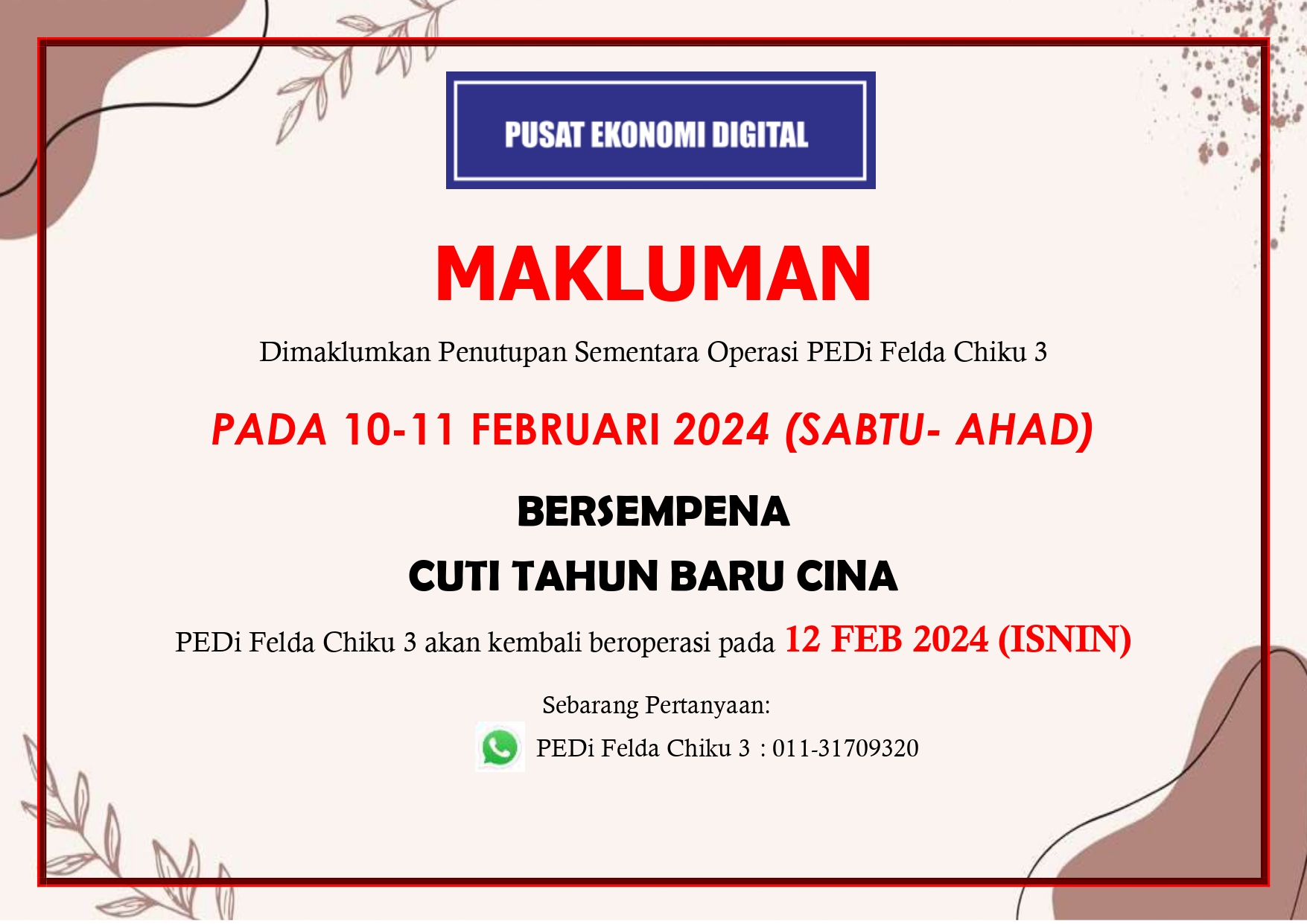 NOTIS TUTUP PEDi RAYA CINA page 0001